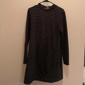 Long Sleeve Green Striped Dress